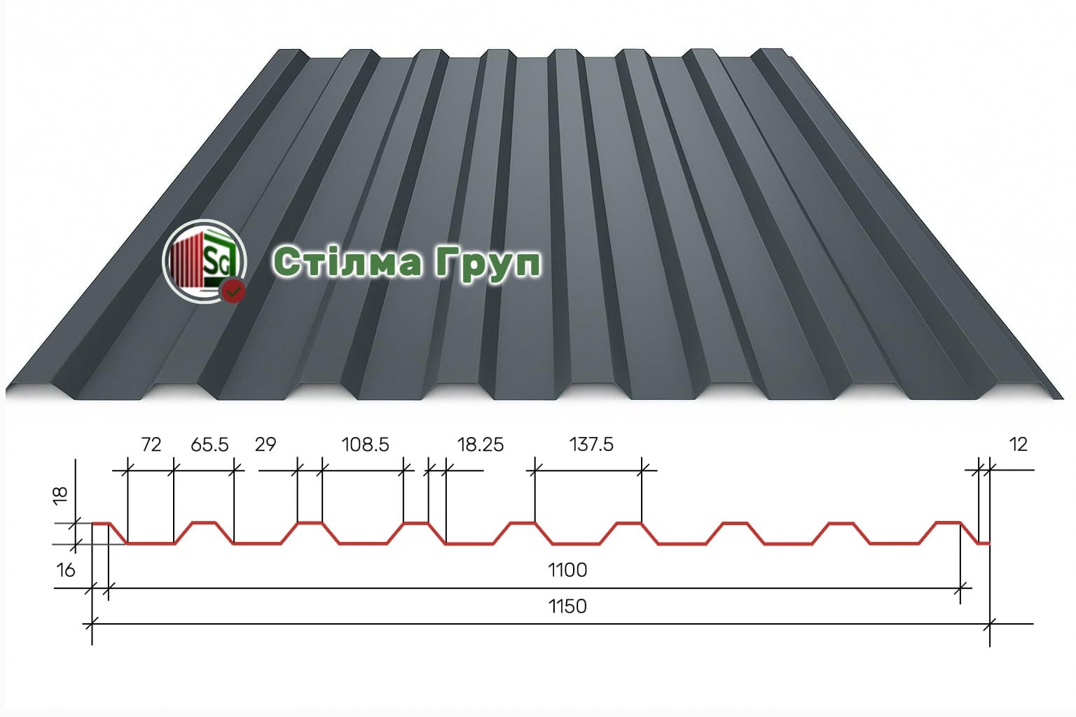 Профнастил покрівельний ПК-18 Профнастил покрівельний ПК-18