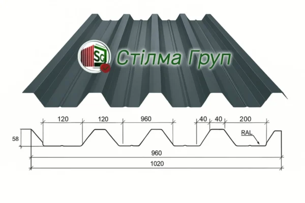 Профнастил конструкційний Н-58, незнімна опалубка