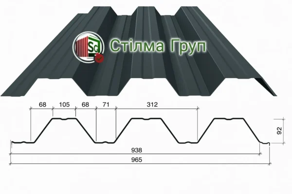 Профнастил конструкційний, плоски покрівлі, незнімна опалубка Н-92